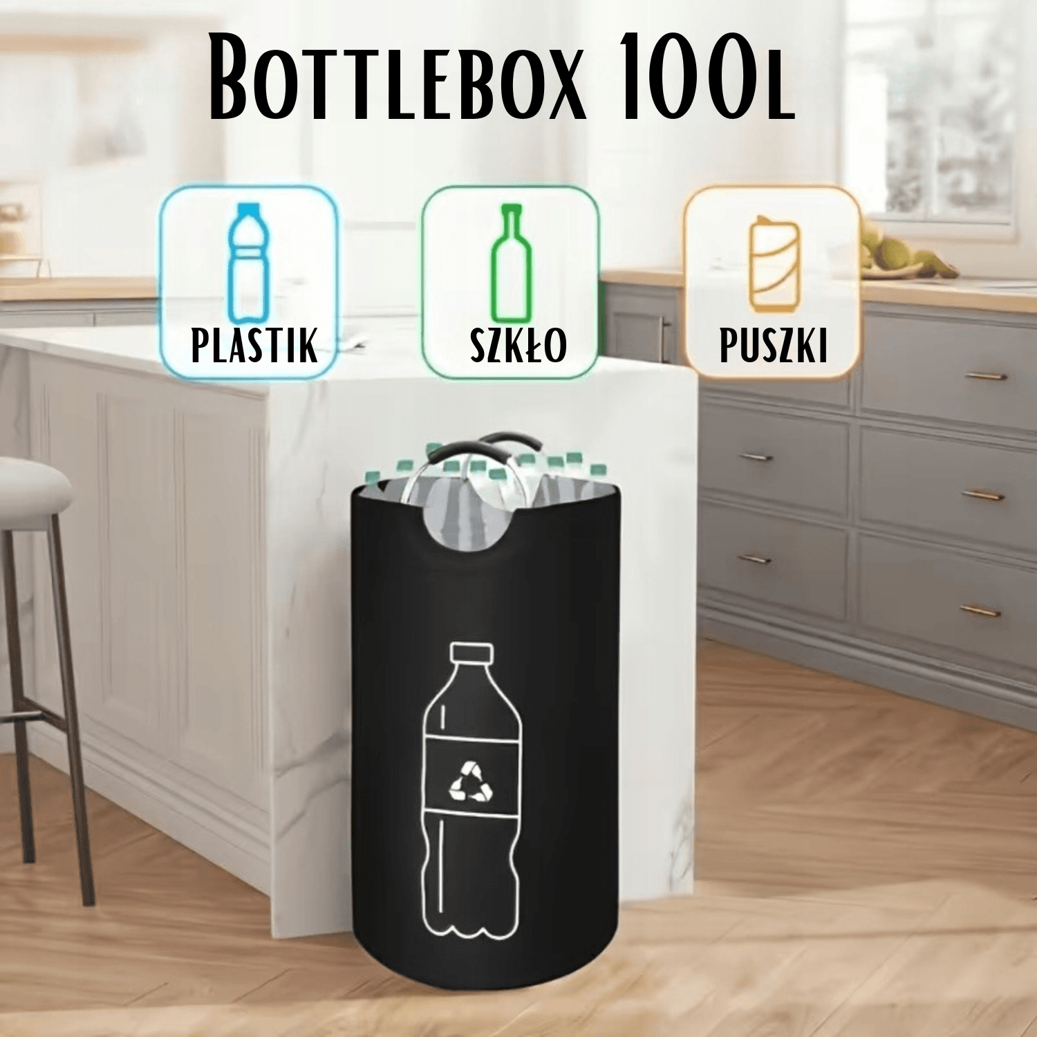 BottleBox 82L – Koniec Bałaganu! Duży Organizer na Butelki Składany Kosz XL