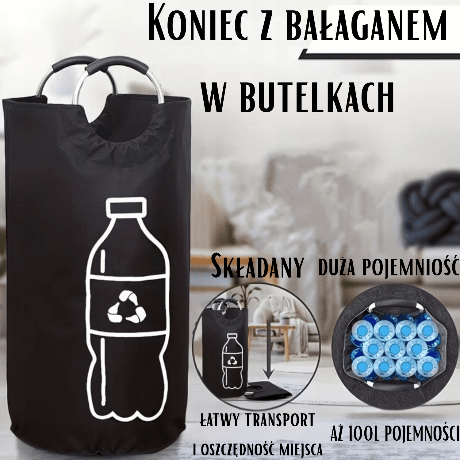 BottleBox 82L – Koniec Bałaganu! Duży Organizer na Butelki Składany Kosz XL