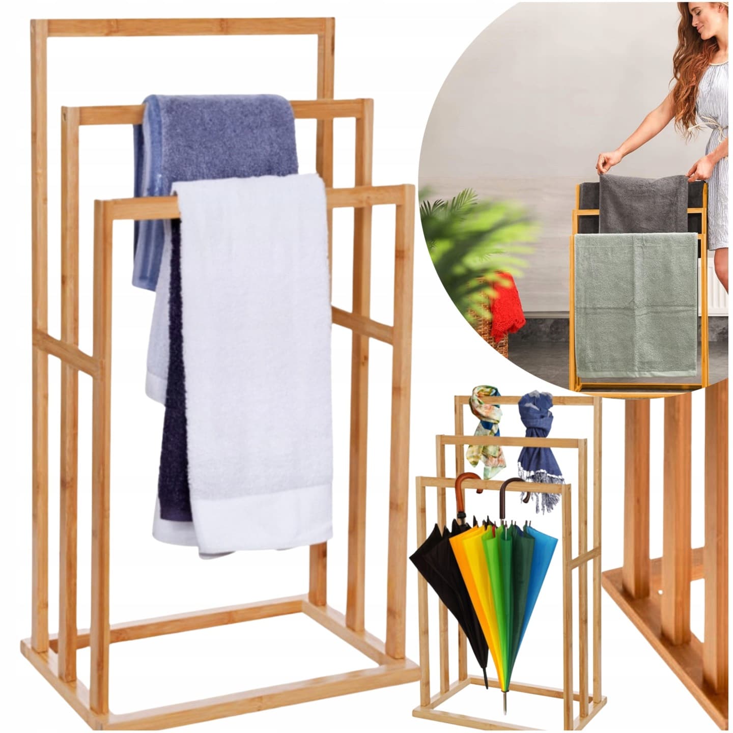 Bambusowy stojak na ręczniki